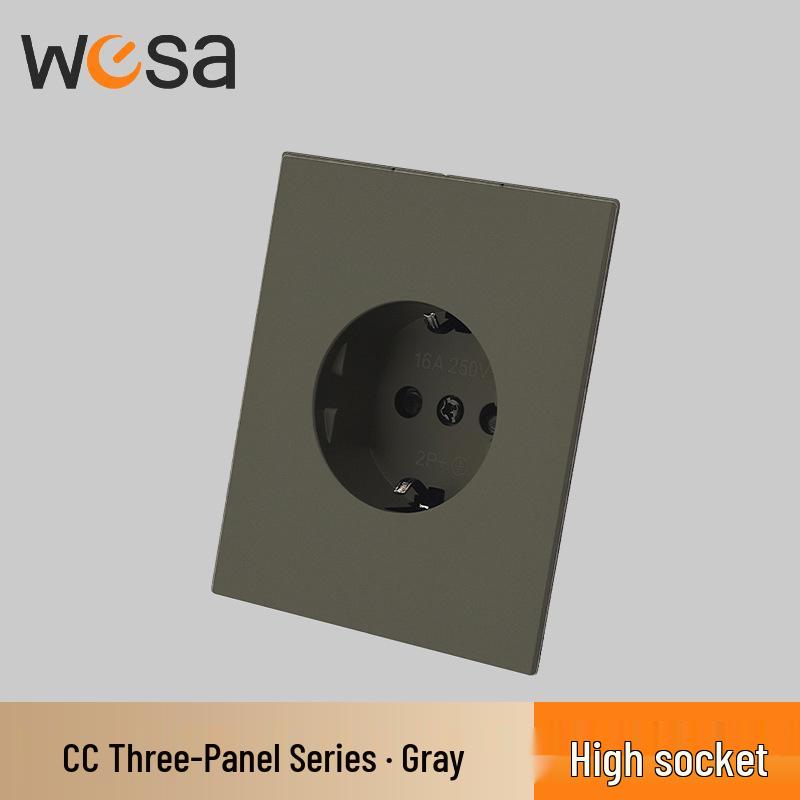 CE-Certified European Type E Socket for Germany & France, One/Two-way Switch Panel, Two-hole Design