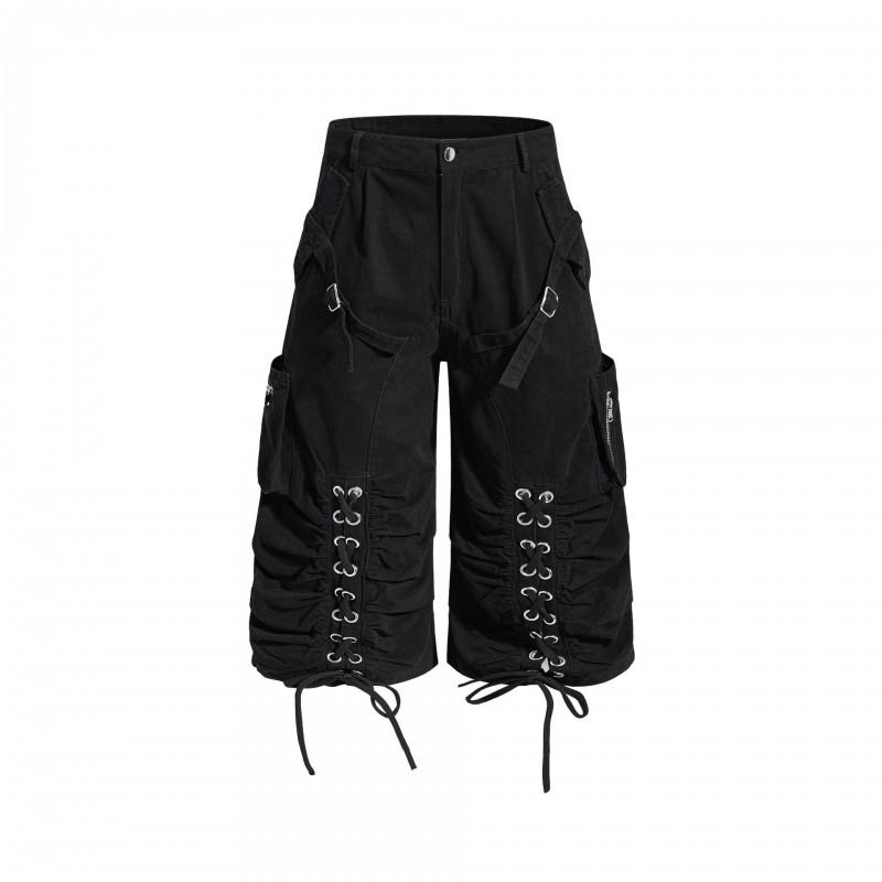 Unisex Retro Wide-Leg Cargo Shorts With