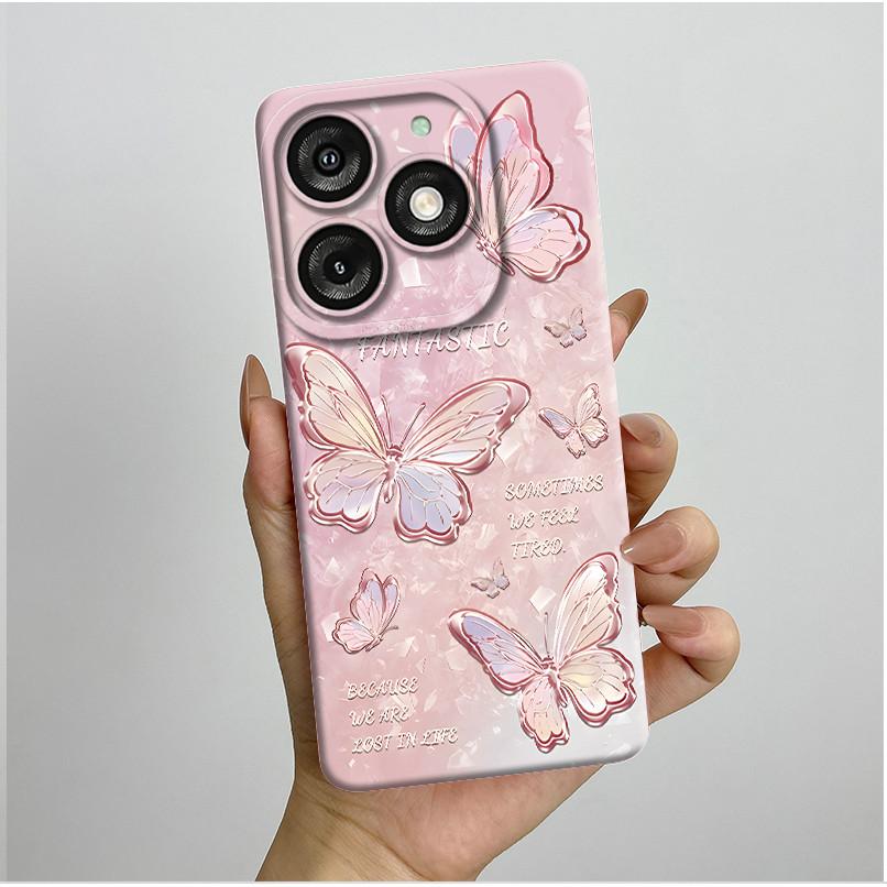 For Itel A50 A667L Casing Pretty Butterfly Flowers Soft Silicone TPU Shockproof Cover For Itel A50 A 50 ITELA50 2024 Phone Case