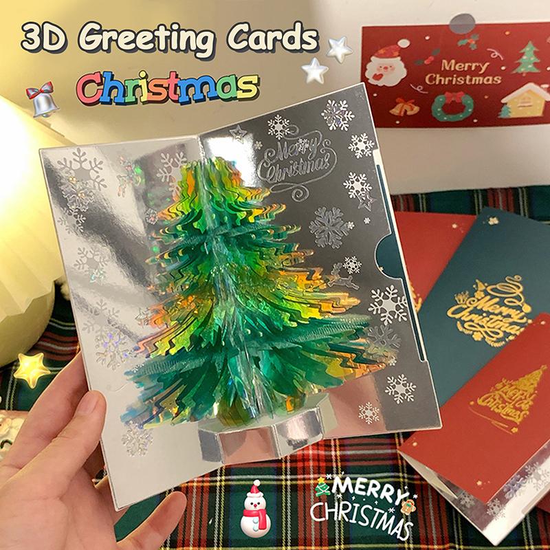 Tarjeta navideña emergente 3D con música, tarjeta de felicitación navideña, tarjetas de invitación con bendición manuscrita, regalos de Acción de Gracias