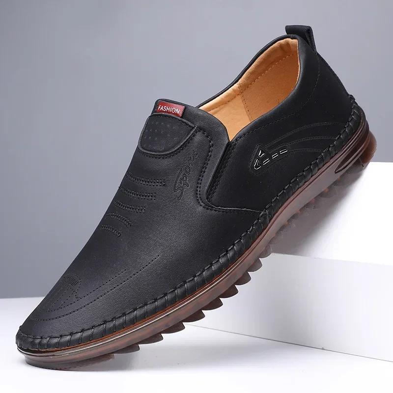 Fashion Men Shoes Handmade Leather Footwear Male Casual Business Flats Outdoor Soft Soled Travel Sneakers Moccasins Botas Para Hombre