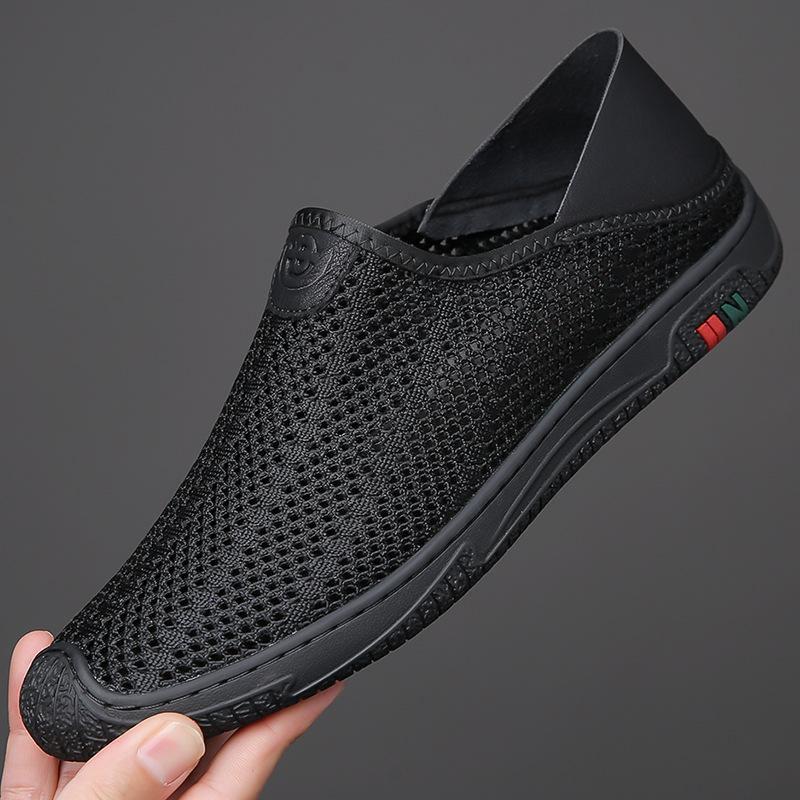 Neuankömmling Sommermode Herren Luftatmungsaktives Mesh Komfort Freizeitschuhe Slipper Männlich Hochzeitskleid Heimkehrschuhe