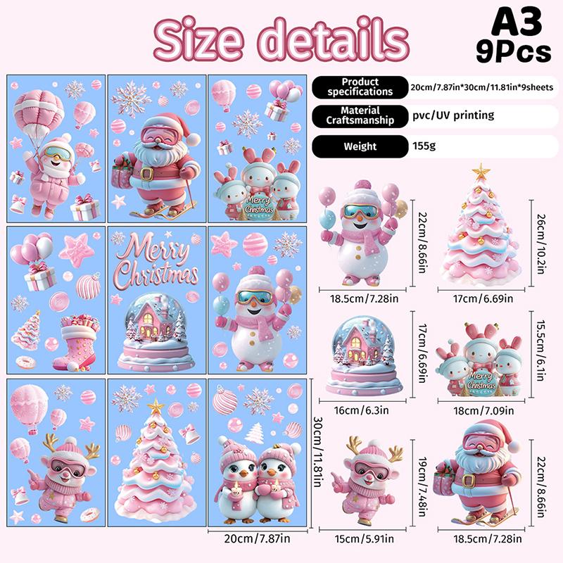 Christmas Window Stickers Decorations Static Stickers Wall Sticker Kids Room Wall Decals Merry Christmas Decorations