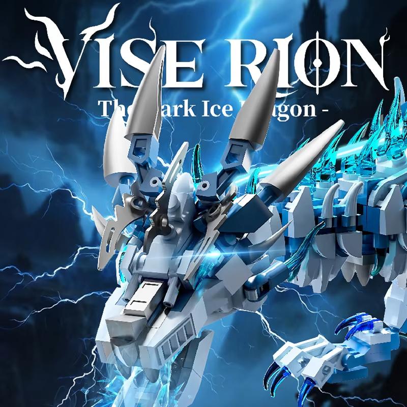 Superior-Grade 1646Pcs First-Class Creative High-Standard Mythical Fantasy Creature High-Standard Assembly Construction-Blocks Collection Kit Ice