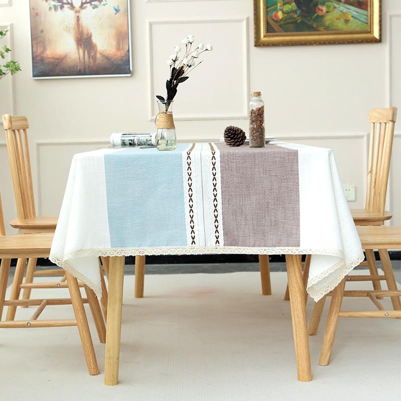 Modern Simple Tassel Waterproof Tablecloth Cotton And Linen Fabric Dustproof Dining Table Cloth Home Kitchen Western Table Decoration