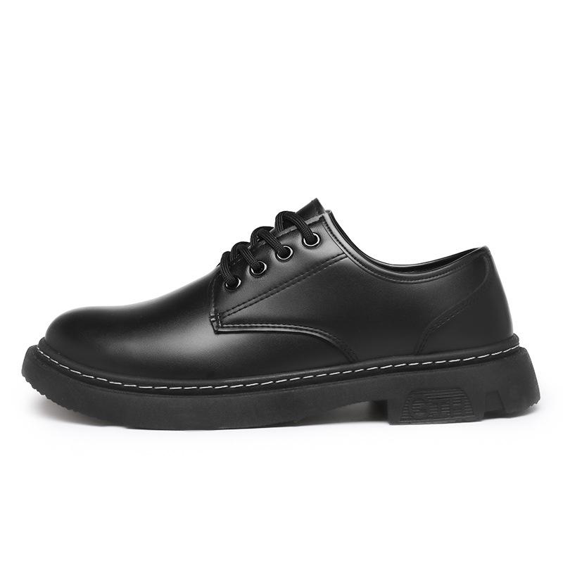 Herren Kleine Lederschuhe Lässige Lederstiefel Kleine Martin Stiefel Business Kleid Schwarz Großer Kopf Werkzeugschuhe Herren Arbeit Herrenschuhe
