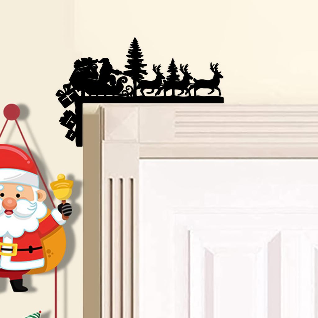 Christmas Atmosphere Door Lintel Decoration Sticker PVC Self-adhesive Party Door Wall Sticker Elk Decoration