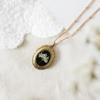 14K Gold Niche Vintage Necklace with White Dried Flower Photo Frame