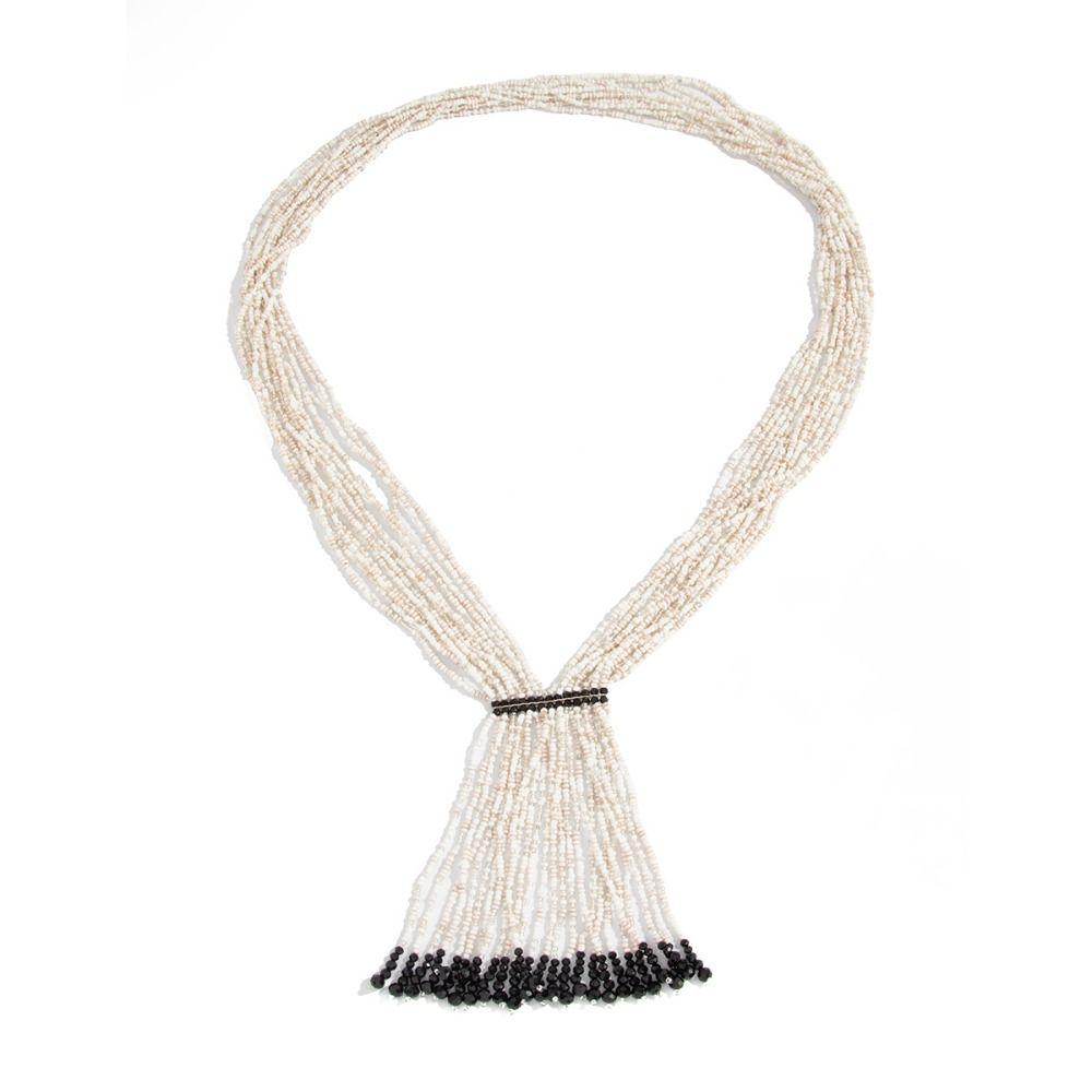 Gold Multi-Layer Beads Necklace Floral Tassel Collarbone Chain Simple Bohemian Necklace  Women