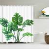 Waterproof Fabric Shower Curtain Printing Fresh Green Plant Leaves Bathroom Curtains Polyester Decoration Bath Screen with Hooks