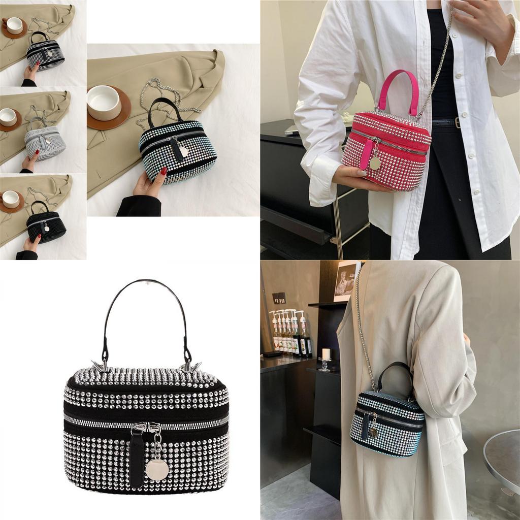 Chic Minimalist Handbag For Women Stylish Fall Bucket Bag With Chain Strap In Black Gray Silver