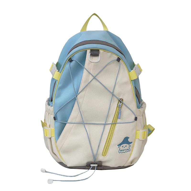 Junior High School Student Schoolbag Color Block Women Large Capacity Backpack