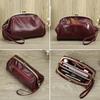 Wrist-Strap Women's Makeup Bag: Cowhide, Double Metal Hinge, Trendy & Fashionable