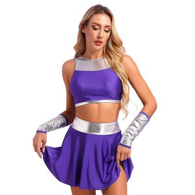 Women Starfire Cosplay Costume 4Pcs Purple Outfits Princess Halloween Fancy Dress Suit