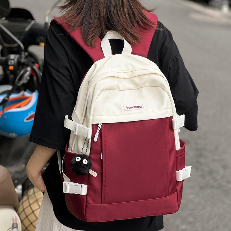 School bag girls primary school students burgundy school backpack middle school students high quality fashion junior high school backpack