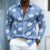 2026 new men's shirt European and American style red rose floral shirt men's slim fit long sleeved vacation casual style