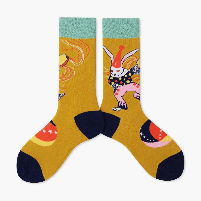 Autumn/Winter Couples Skateboard Sox Creative Abstract Art Harajuku Hip Hop Streets Tide Socks Colorful Funny Socks Skarpetki