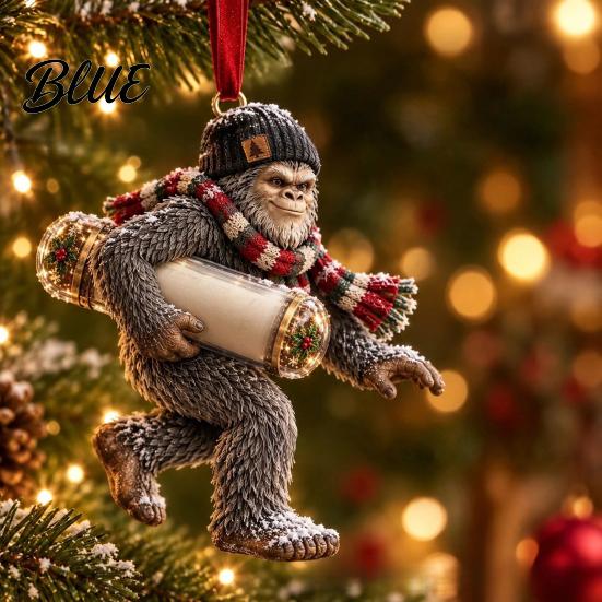 Holiday Cash Present Decoration Big Foot Money Holder for Cash 2D Acrylic Sasquatch Gift Unique Grandchildren Ornament Clear Xmas Tree Hanging Party