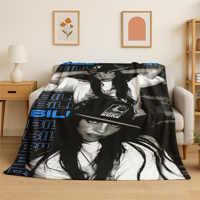 

3D Billie Eilish Singer Star Flannel Blanket Soft Warm Throw Blanket for Bedroom Living Room Bed Travel Camping Picnic Gift 75x90cm