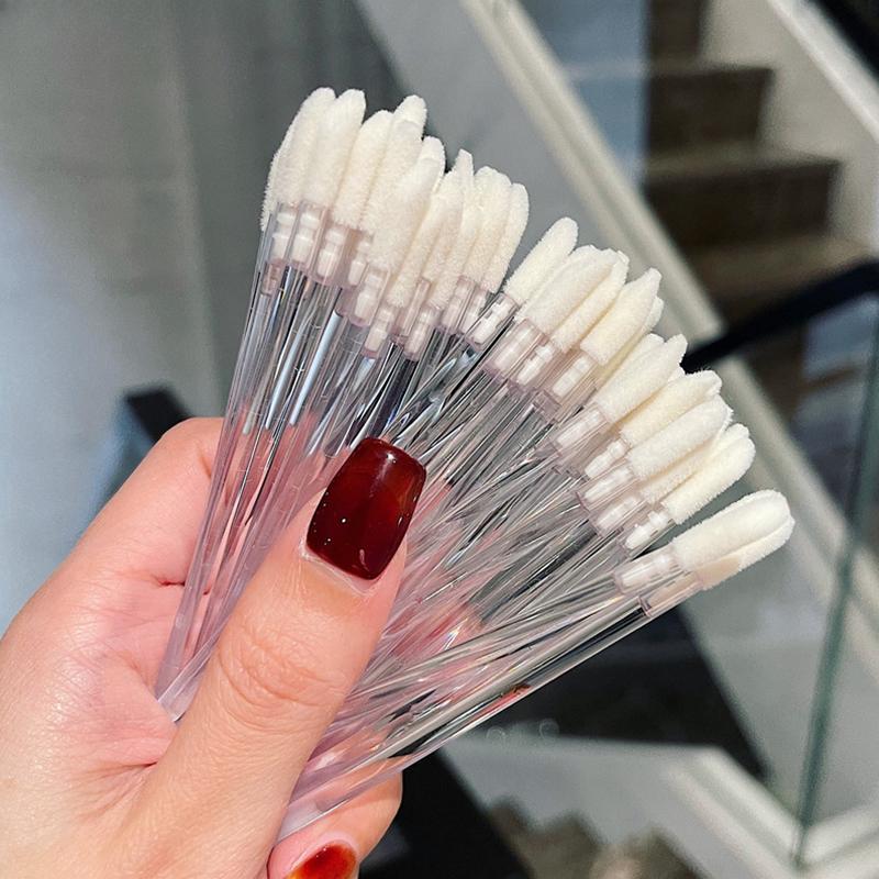50Pcs Disposable Crystal Lip Brush Lipstick Gloss Wands Eyelash Spoolies Lash Extension Cleaning Applicator Micro Makeup Tools