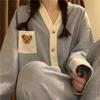 Print Pajamas Women Autumn Ins Button Up V-neck Long-sleeved Korean Sweet Girl Cardigan Home Long Pant Two-piece Student Outwear Chic