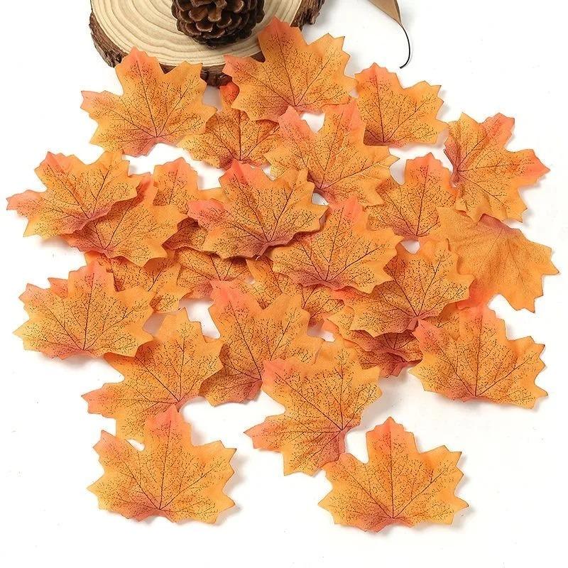 50/100Pcs Autumn Artificial Maple Leaf Fake Leaves Garland Maple Leaf Vine Garden Home Decor Thanksgiving Halloween Decoration