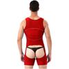 Mens One Piece Bodysuit Open Crotch Design U Neck Sleeveless Jumpsuit Color Block Nightwear Loungewear