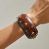 Retro Fashion Five-pointed Star Rivet Wooden Bracelet Bangles Y2k Punk Style Geometric Vintage Bangle Jewelry Fashion Hiphop Grunge Pulseras Mujer