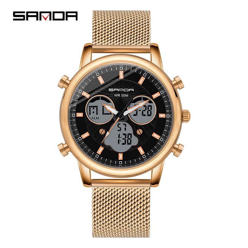 SANDA Simple Trend Watch Male Student Fashion Double Electronic Watch Digital Sports Waterproof Watch