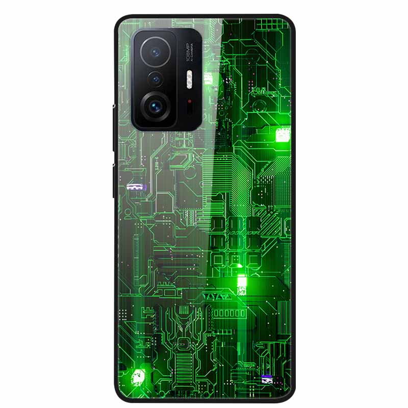 Case For Xiaomi 11T Pro Glass Hard Tempered Glass PC Phone Cover For Xiaomi Mi 11T 11 T Pro Shockproof Landscape Cute Capa Coque