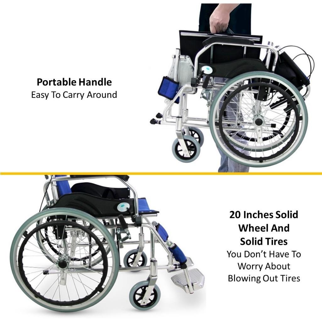 Foldable Self Propel Wheelchair Portable Lightweight Travel Push Chair