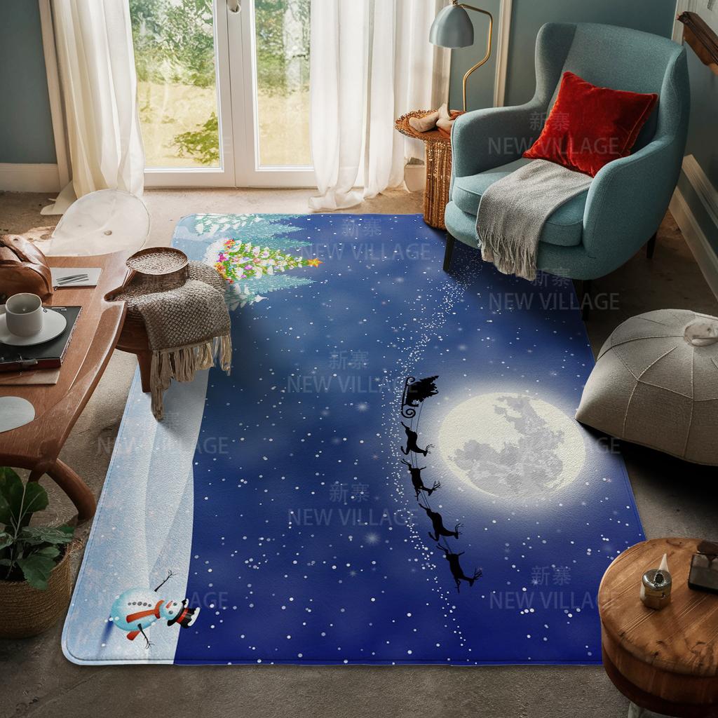 House Entrance Carpet Home Door Mat Living Room Bath Foot Bathroom Non-slip Water Absorption Rugs Bath Merry Christmas Winter