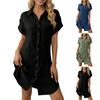Dresses For Women Short Sleeve Button Down Lapel Maxi Dress Casual Loose Fit Fashion Beach Dress