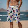 Men Drawstring Elastic Waist Shorts Brown Black Classic Full Leopard Animal Print Bottoms