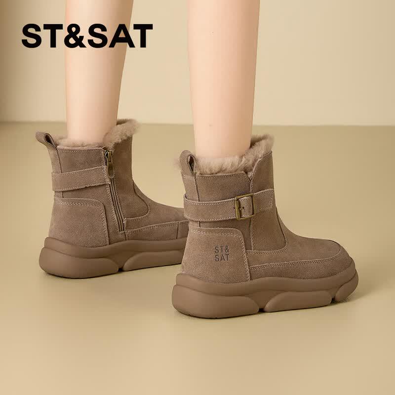 Women s Genuine Leather Platform Winter Snow Boots 37