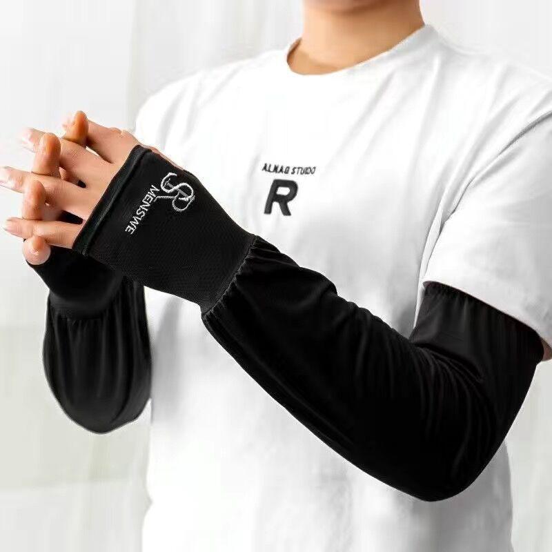 

1 Pair Letter Loose Ice Arm Sleeves Women Sunscreen Elastic Driving Gloves Outdoor Uv Protection Arm Cover Sleeves Comfortable
