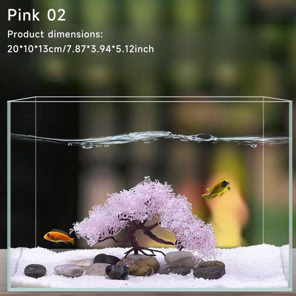 

Украшения для аквариума Розовая/Белая Сакура Безопасный Легко чистить Акваскейпинг Дерево Ландшафтное украшение Дерево-снежинка Украшение для аквариума #02