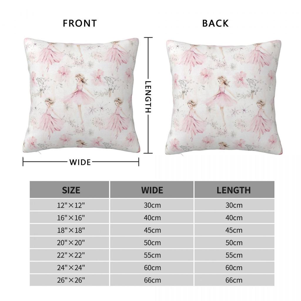 Little Ballerina Dancing Square Pillowcase Polyester Linen Velvet Pattern Zip Decor Throw Pillow Case Car Cushion Cover