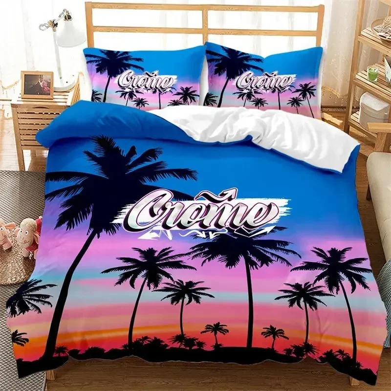 Hawaiian Summer Beach Seascape Palm Trees Comfortable Duvet Quilt Cover Pillowcase Bedding Set Bedroom Decoration Home Textile