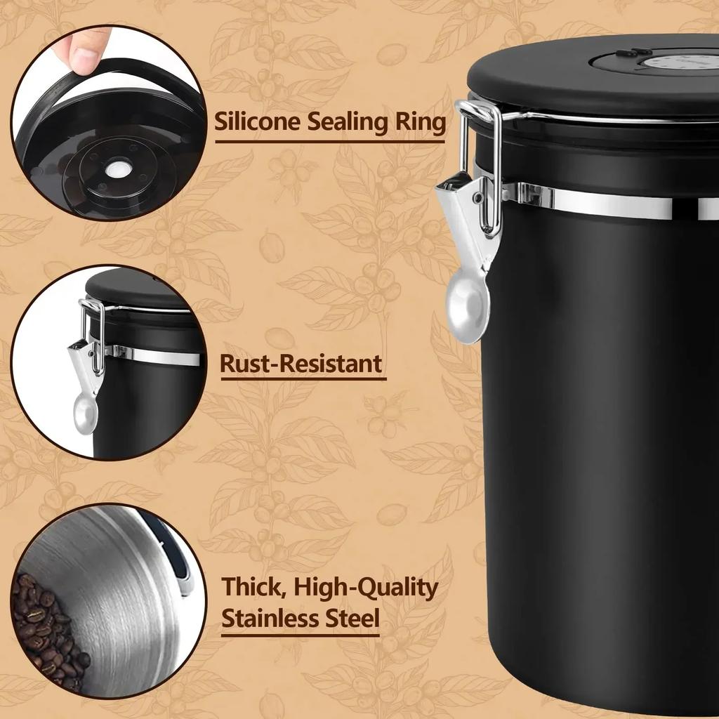 Large Capacity Coffee Beans Vacuum Storage Container Stainless Steel Airtight Container Grains Tea Nut Keep Fresh Storage Jar