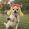 Double Braids Pet Wig Braid Bow Pet Headgear Pet Dress Up Cat Funny Headpiece  Cosplay Events