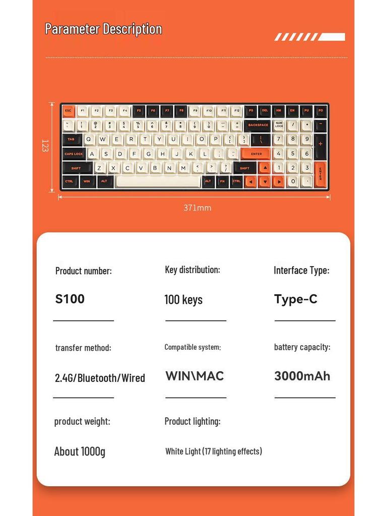 100-Key Wireless Bluetooth Mechanical Keyboard Kit - DIY, RGB, Hot-Swappable, Portable Mini Design