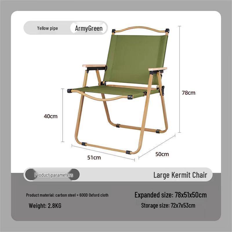 Přenosné skládací venkovní křeslo s opěrkou pro kempování, piknik, grilování, rybaření a kreslení