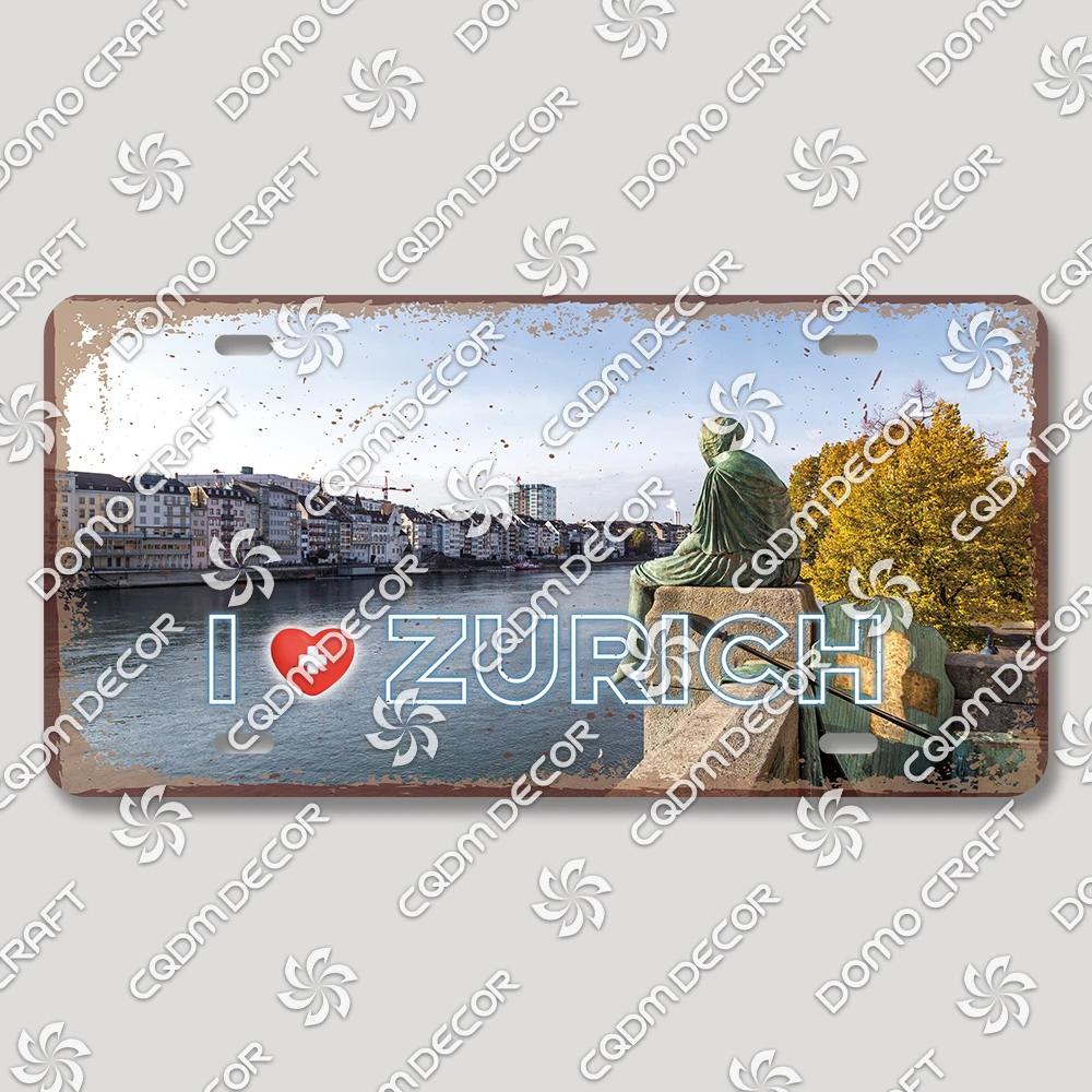 I Love Switzerland Poster License Plates Retro Alps Geneva Zurich Scenery Metal Tin Sign Cafe Living Room Home Wall Decor