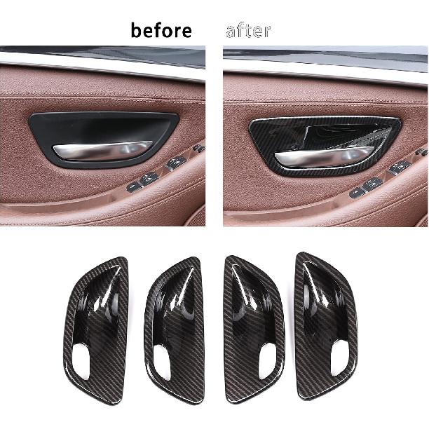 For BMW 5 Series F10 520 528 525 2011-2017 Carbon Fiber Style Car Interior Door Handle Bowl Cover Trim