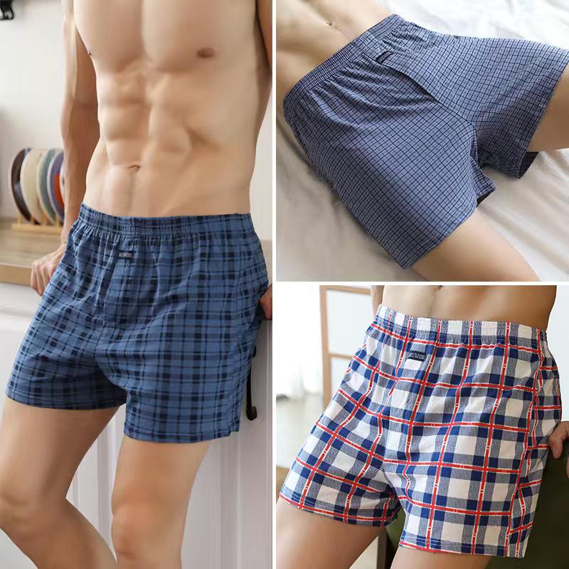 Men's High Waist Cotton Boxer Shorts - Loose Fit Sleep & Home Pants, Plus Size, Lightweight Four-Corner Design