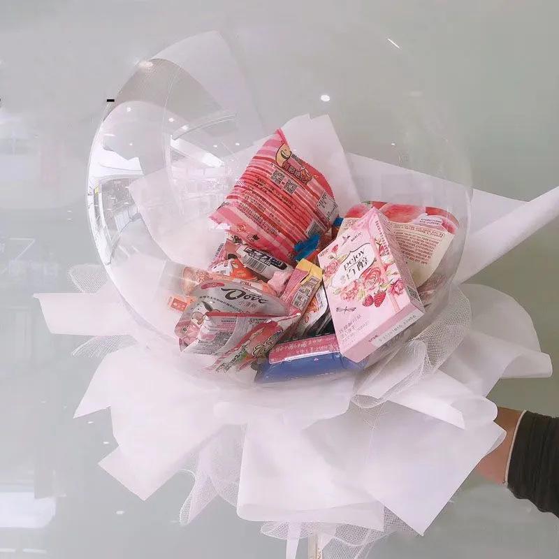 Double-Mouth Stretch Bobo Ball with Rose Flowers - 26-Inch & 30-Inch for Gifts and Decorations