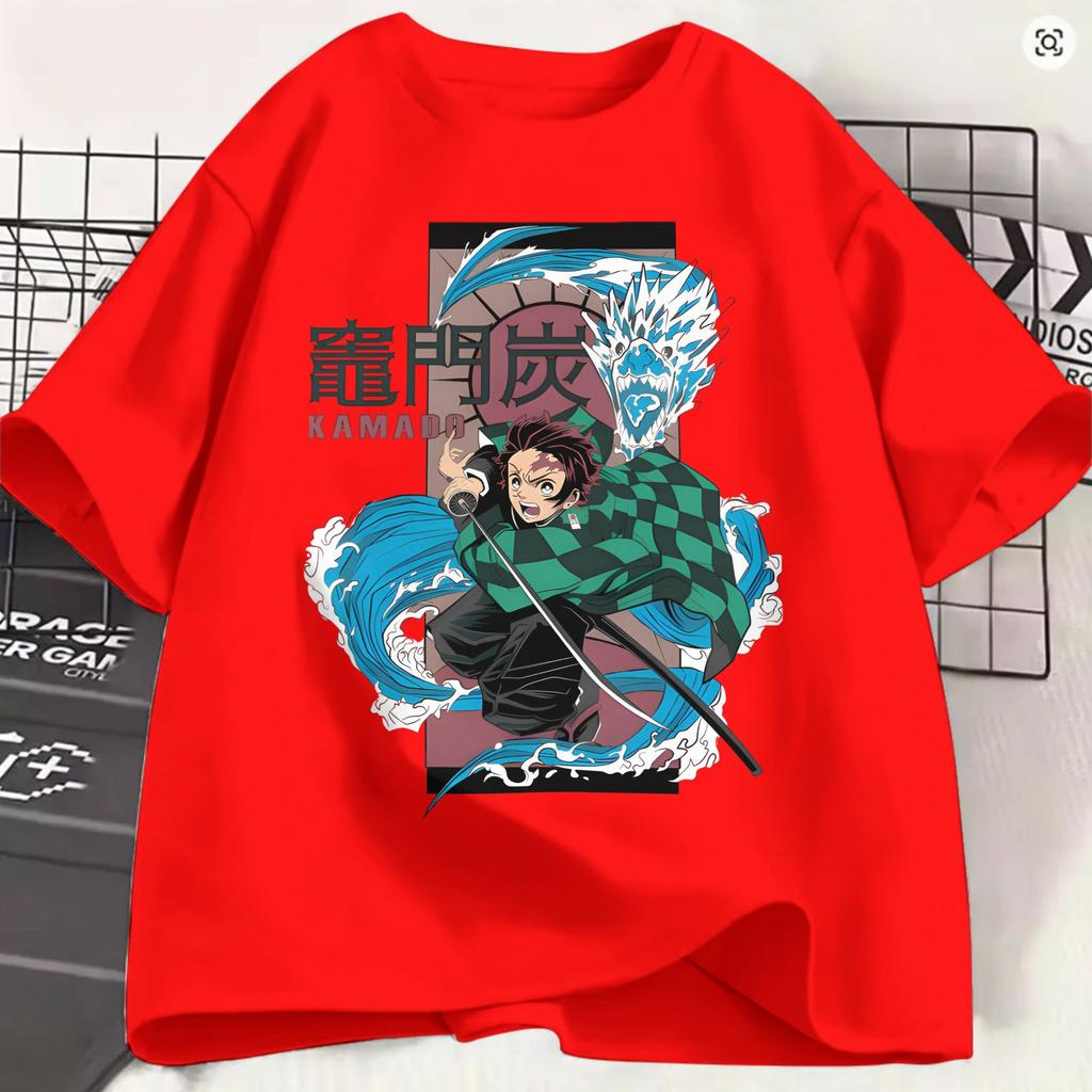 Kamado Tanjiro Tshirt For Unisex Demon Slayered Amazing Pure Cotton Tee Shirt O Neck Short Sleeve T Shirt Party Clothing