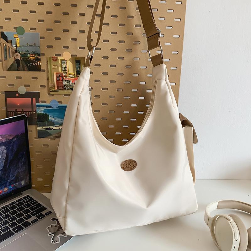 Canvas Bag Women's High End Versatile Niche Dumpling Bag Solid Color One Shoulder Crossbody Bag