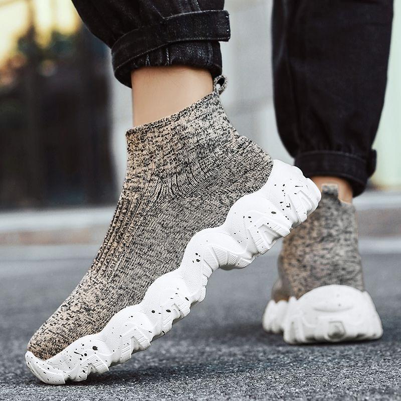 Slip-on High Top Thick Platform Mesh Upper Man Casual Sneaker Comfortable Stylish Simple Jogging Summer Sports Shoes for Men
